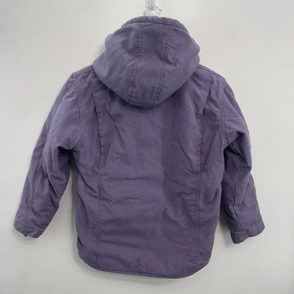 Blue Mountain Canvas Jacket Sherpa Barn Chore Hooded Western Farm Purple Girls M